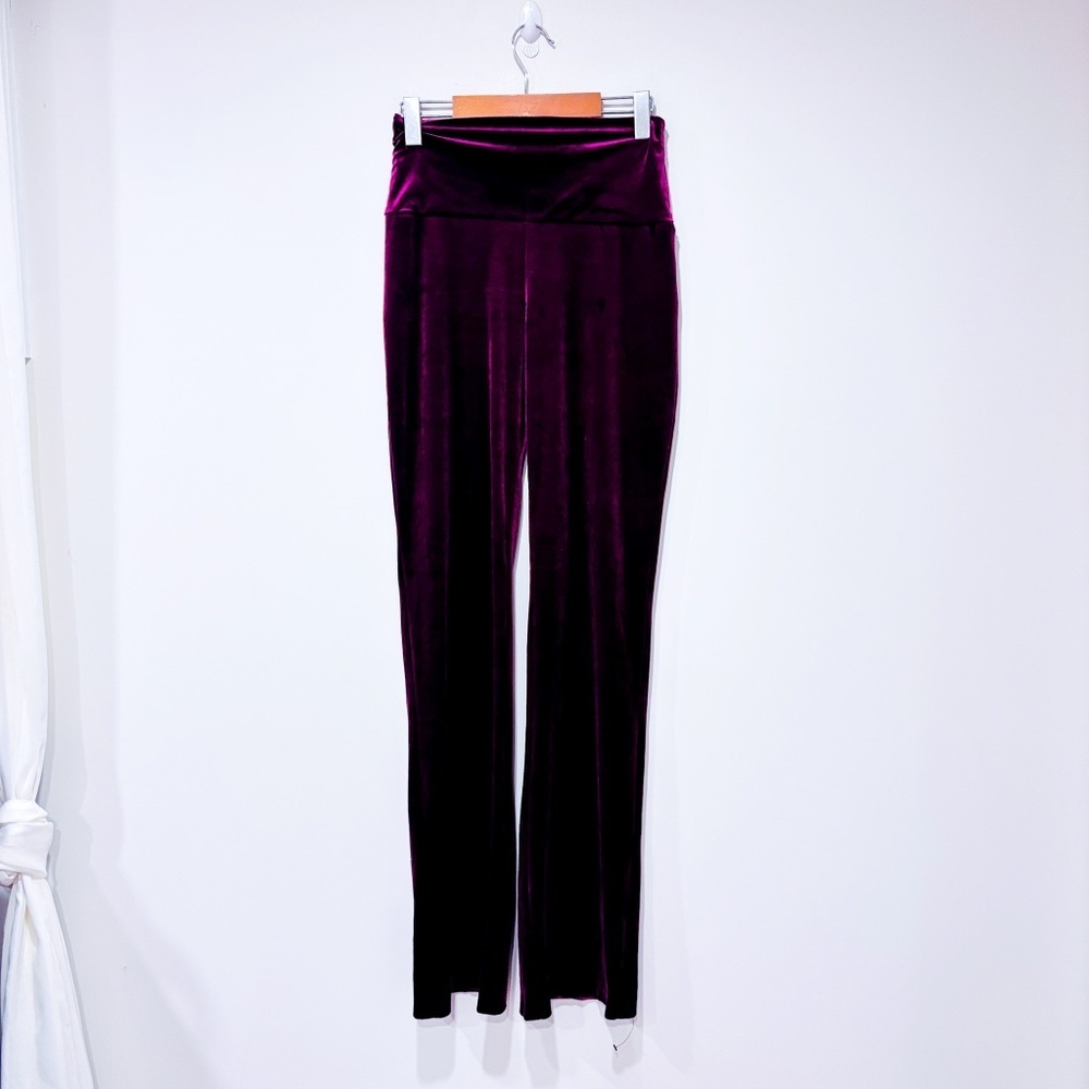 NORMA KAMALI Plum Purple Velvet Wide-Leg Pants | Small *